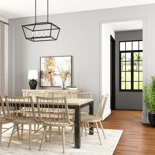 Frame Rectangular Dining Table by A.R.T. Furniture in light brown and cracked almond & antique carbon. Made from ash & poplar solid, plank-effect flakey & quarter-sawn oak veneer in a modern style.