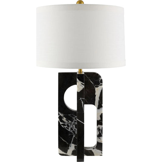 Nocturne Accent Table Lamp by Surya in black. Made from marble, linen, polyester in a eclectic & global style.