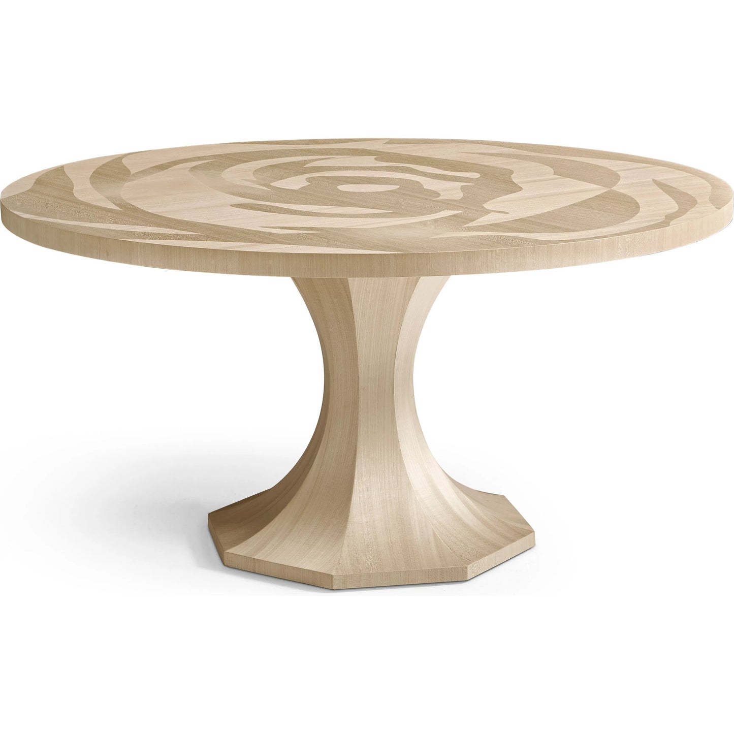 001 SI-2252657 | Primary Silo | Tidepool Round Dining Table by Jonathan Charles in beige and natural dyed koto. Made from koto veneer in a modern style.