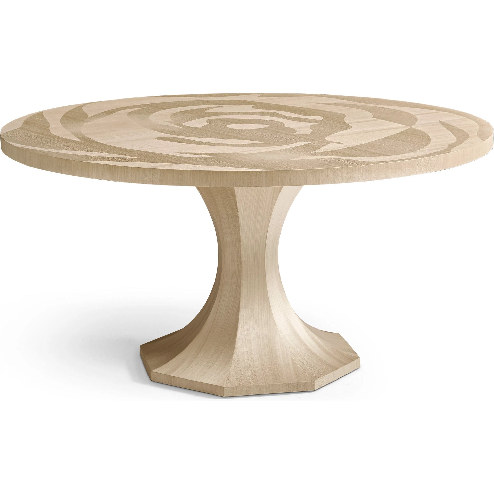 Tidepool Round Dining Table by Jonathan Charles in beige and natural dyed koto. Made from koto veneer in a modern style.