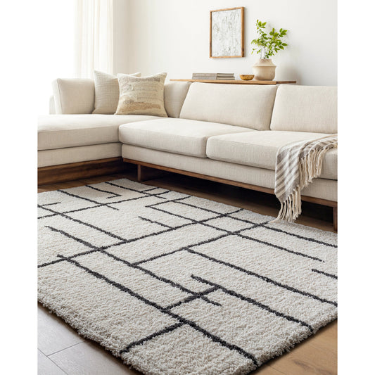 Nicole Rug - 484645 by Livabliss in off-white, onyx, ash. Made from face: 100% microfiber in a unique style.