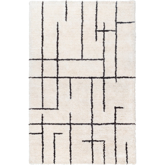 Nicole Rug - 484645 by Livabliss in ivory, charcoal. Made from face: 100% microfiber in a unique style.
