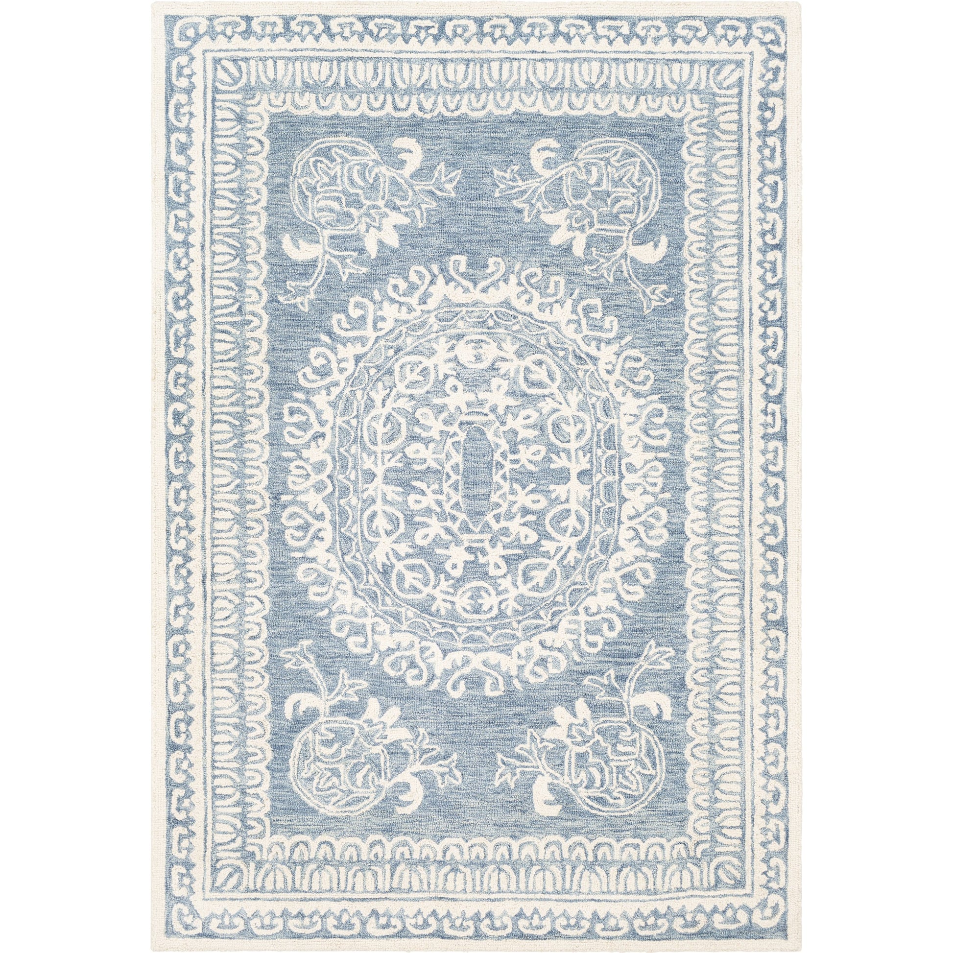 Newcastle Rug - 23668 by Livabliss in sage, ivory. Made from 100% wool in a unique style.