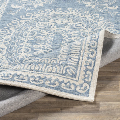 Newcastle Rug - 23668 by Livabliss in sage, ivory. Made from 100% wool in a unique style.