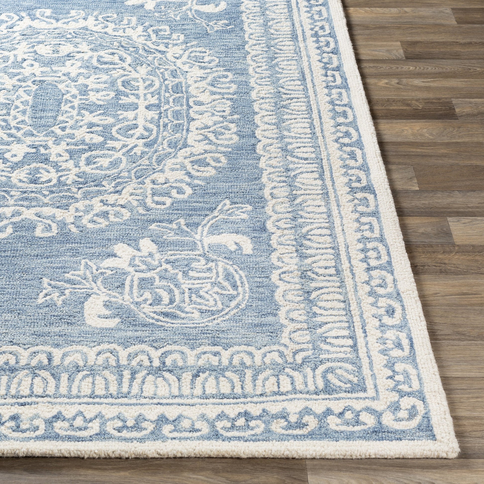 Newcastle Rug - 23668 by Livabliss in sage, ivory. Made from 100% wool in a unique style.