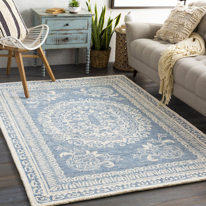 Newcastle Rug - 23668 by Livabliss in sage, ivory. Made from 100% wool in a unique style.