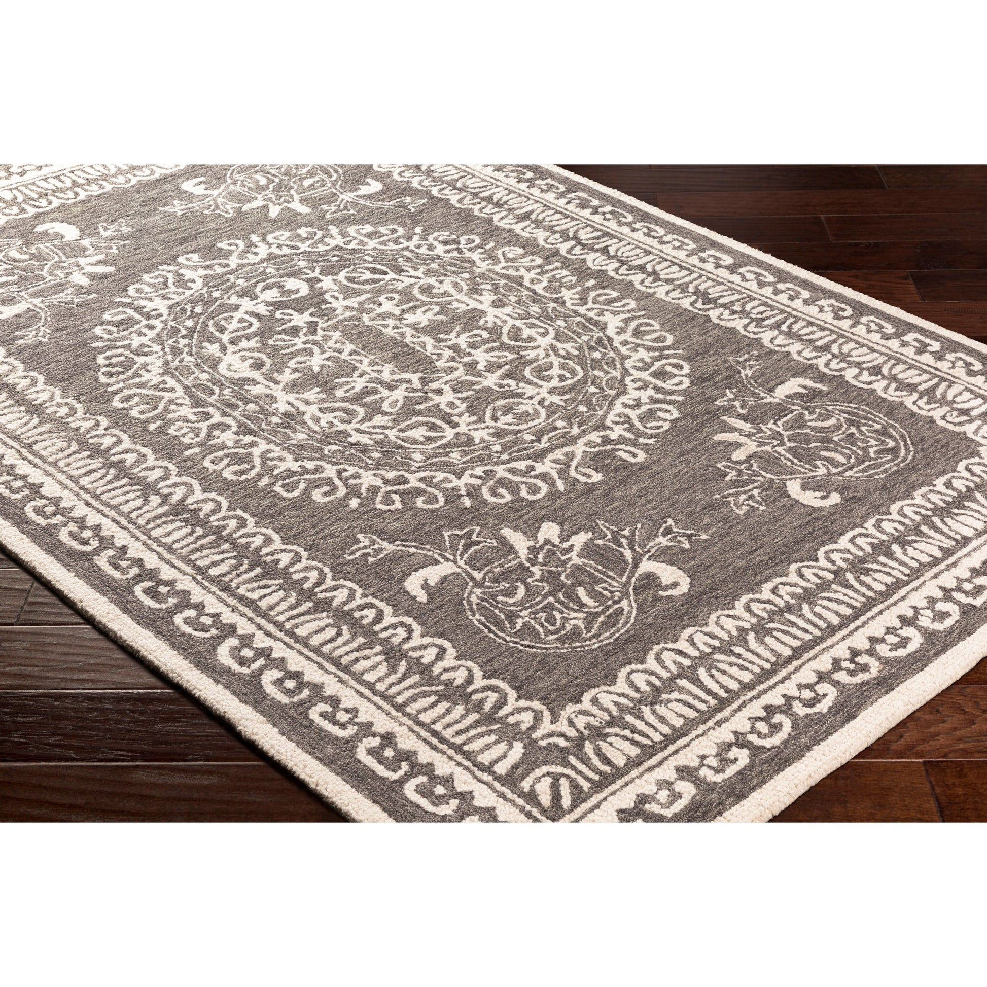 Newcastle Rug - 23668 by Livabliss in sage, ivory. Made from 100% wool in a unique style.