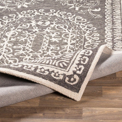 Newcastle Rug - 23668 by Livabliss in sage, ivory. Made from 100% wool in a unique style.