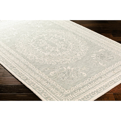 Newcastle Rug - 23668 by Livabliss in sage, ivory. Made from 100% wool in a unique style.