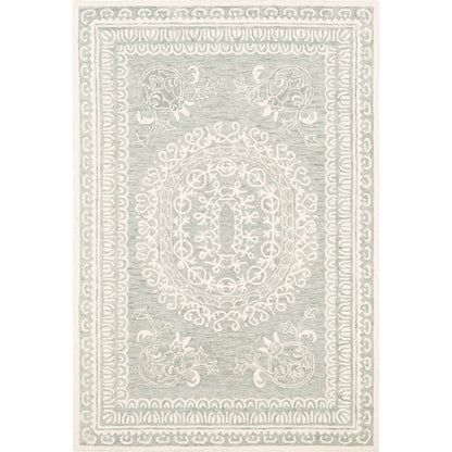 Newcastle Rug - 23668 by Livabliss in sage, ivory. Made from 100% wool in a unique style.