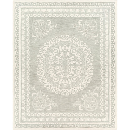 Newcastle Rug - 23668 by Livabliss in sage, ivory. Made from 100% wool in a unique style.