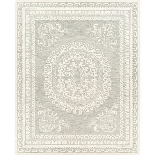 Newcastle Rug - 23668 by Surya in sea foam, sage, cream. Made from 100% wool in a unique style.