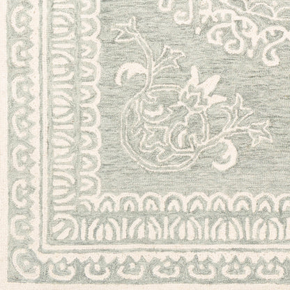 Newcastle Rug - 23668 by Livabliss in sage, ivory. Made from 100% wool in a unique style.