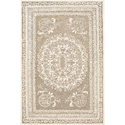 Newcastle Rug - 23668 by Livabliss in sage, ivory. Made from 100% wool in a unique style.
