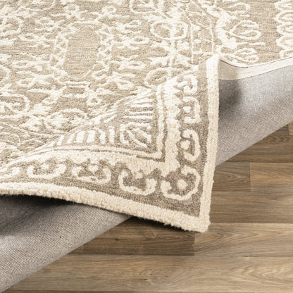 Newcastle Rug - 23668 by Livabliss in sage, ivory. Made from 100% wool in a unique style.
