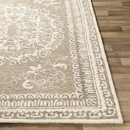 Newcastle Rug - 23668 by Livabliss in sage, ivory. Made from 100% wool in a unique style.