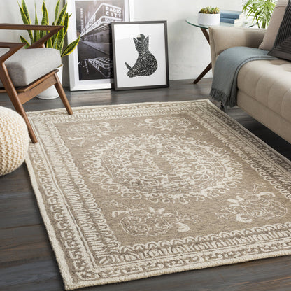 Newcastle Rug - 23668 by Livabliss in sage, ivory. Made from 100% wool in a unique style.