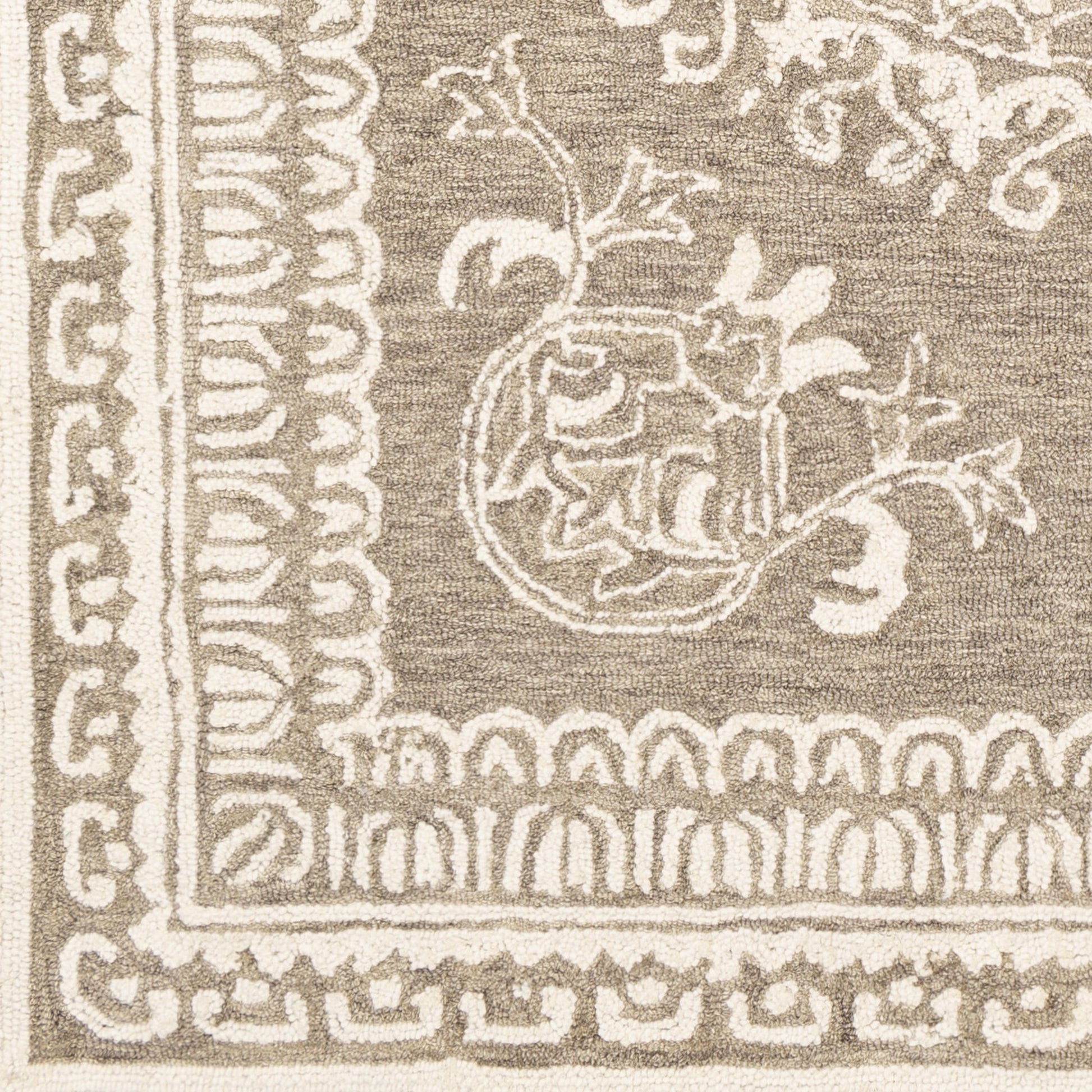 Newcastle Rug - 23668 by Livabliss in sage, ivory. Made from 100% wool in a unique style.