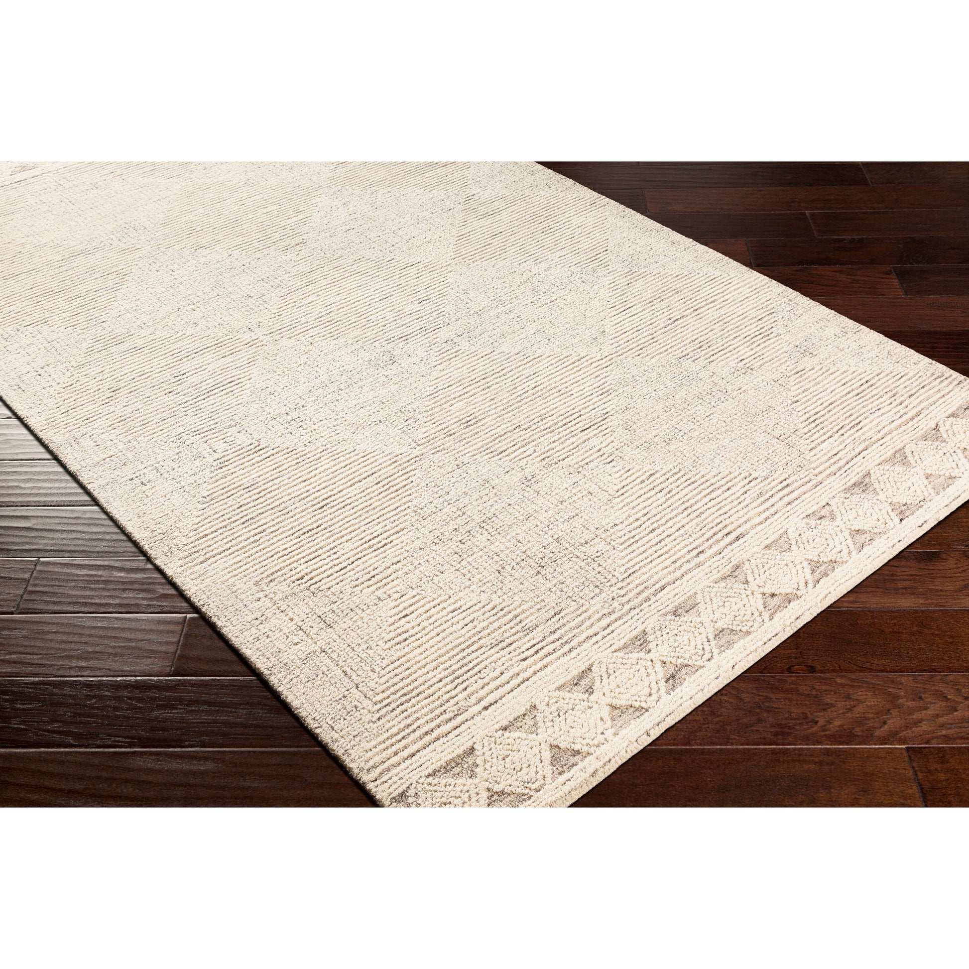 Newcastle Rug - 25931 by Livabliss in cream, taupe, black. Made from 100% wool in a unique style.