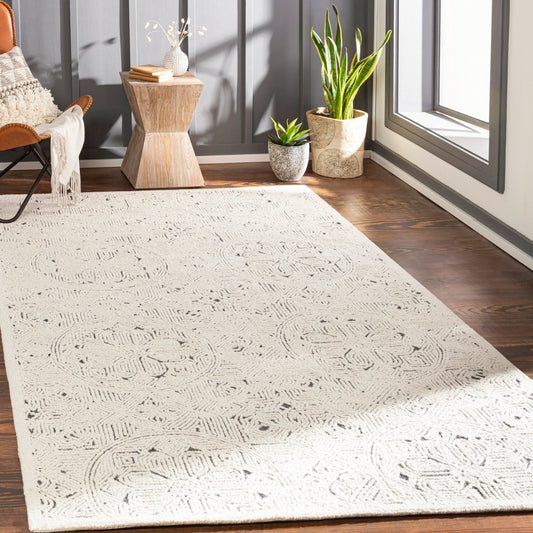 Newcastle Rug - 29985 by Livabliss in cream, charcoal. Made from 100% wool in a unique style.
