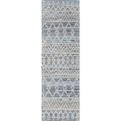 Nadine Rug by Livabliss in ivory, navy, dark blue. Made from main: 70% cotton, main: 30% wool in a cottage & farmhouse style.