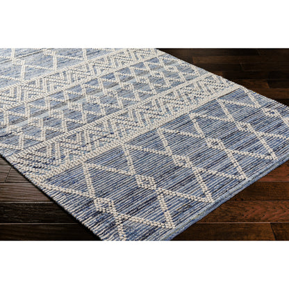 Nadine Rug by Livabliss in ivory, navy, dark blue. Made from main: 70% cotton, main: 30% wool in a cottage & farmhouse style.