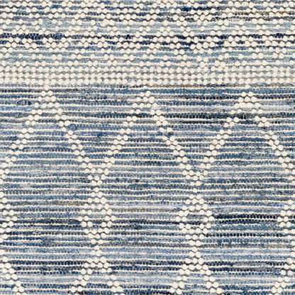 Nadine Rug by Livabliss in ivory, navy, dark blue. Made from main: 70% cotton, main: 30% wool in a cottage & farmhouse style.