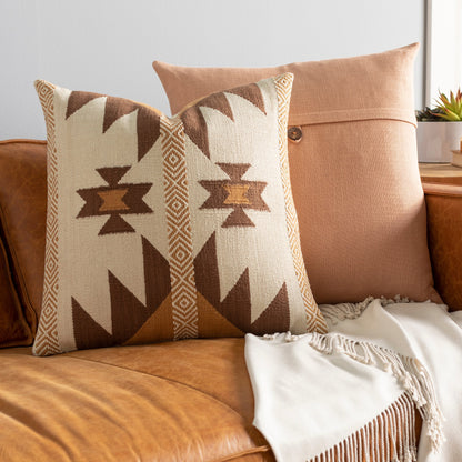 Andrea Pillow - 32830 by Surya in brown, cream. Made from 100% cotton in a eclectic & global style.