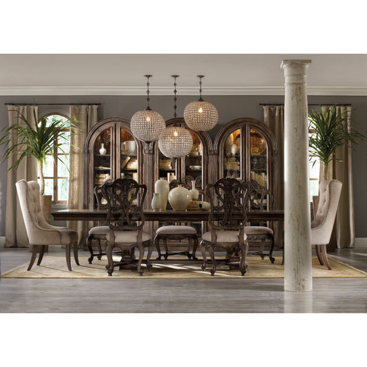 Rhapsody Tufted Dining Chair (Set of 2) by Hooker Furniture in beige and rustic walnut, aurora ecru. Made from fabric in a traditional style.
