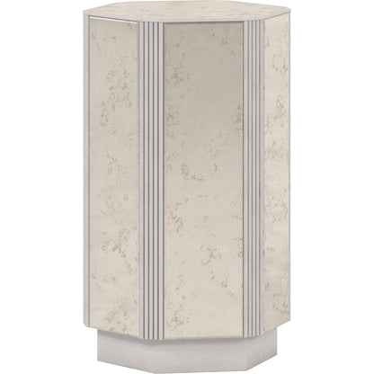 Mezzanine Spot Table by A.R.T. Furniture in dove gray. Made from parawood, poplar solids, mirror in a modern style.