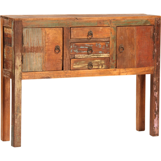 Nantucket Console Table by Arch & Plane in antique wood sealed finish. Made from reclaimed hardwood in a unique style.