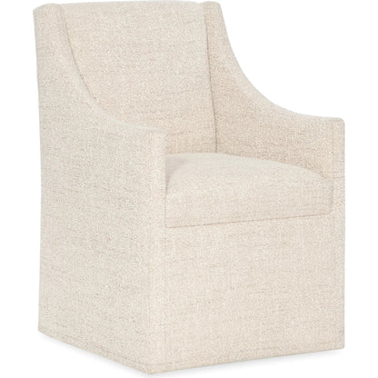 Eleana Castered Arm Chair by Hooker Furniture in beige. Made from wood, fabric in a transitional style.