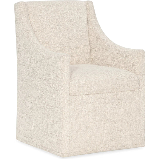 Eleana Castered Arm Chair by Hooker Furniture in beige. Made from wood, fabric in a transitional style.