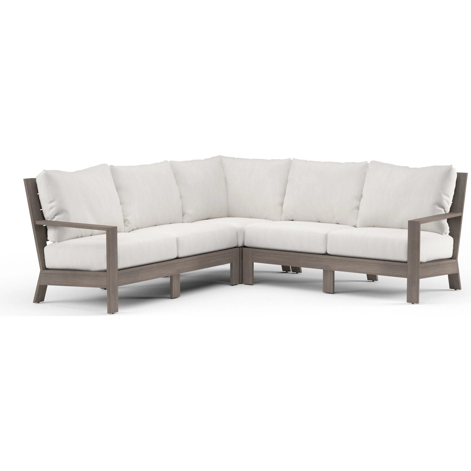 Laguna Outdoor Sectional by Sunset West in driftwood. Made from aluminum in a modern style.