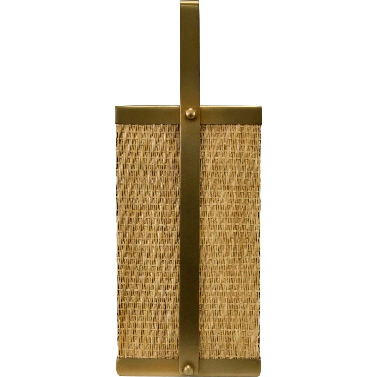 003 SI-2461324 | Additional Silo | Nelson Rectangle Woven Rattan Magazine Holder by Worlds Away in natural, brass. Made from rattan in a rustic style.