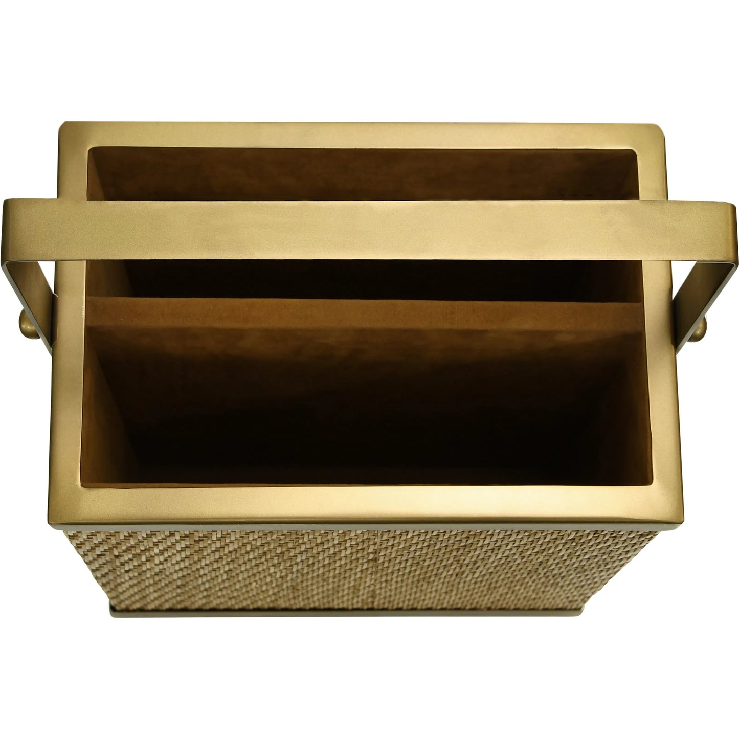 004 SI-2461324 | Additional Silo | Nelson Rectangle Woven Rattan Magazine Holder by Worlds Away in natural, brass. Made from rattan in a rustic style.
