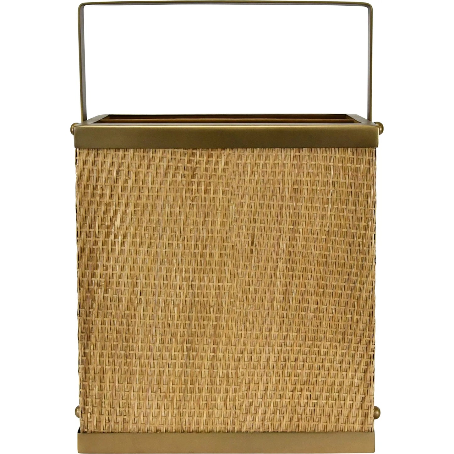 002 SI-2461324 | Additional Silo | Nelson Rectangle Woven Rattan Magazine Holder by Worlds Away in natural, brass. Made from rattan in a rustic style.