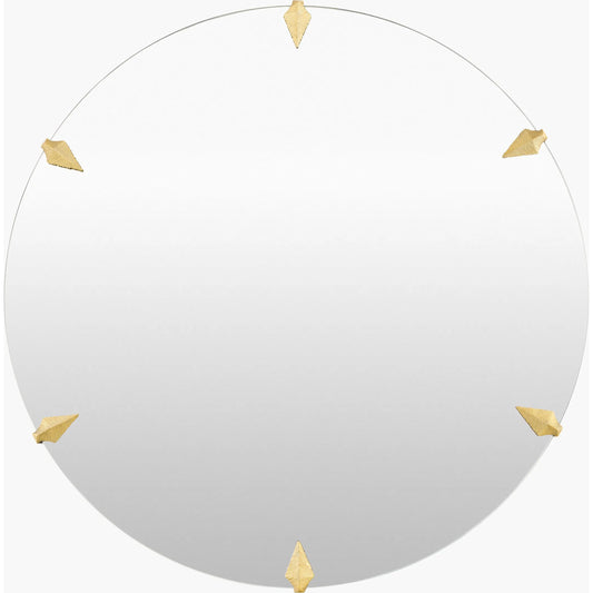 Nemi Accent Mirror by Surya in gold and cast. Made from aluminum in a unique style.