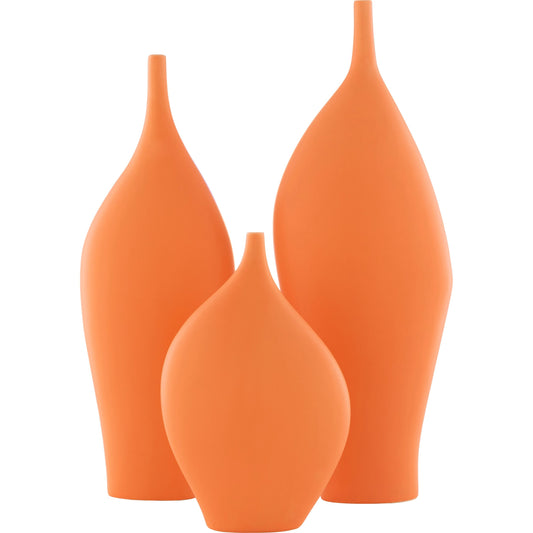 Neo - 24670 (Set of 3) by Livabliss in orange and glazed. Made from ceramic in a modern style.