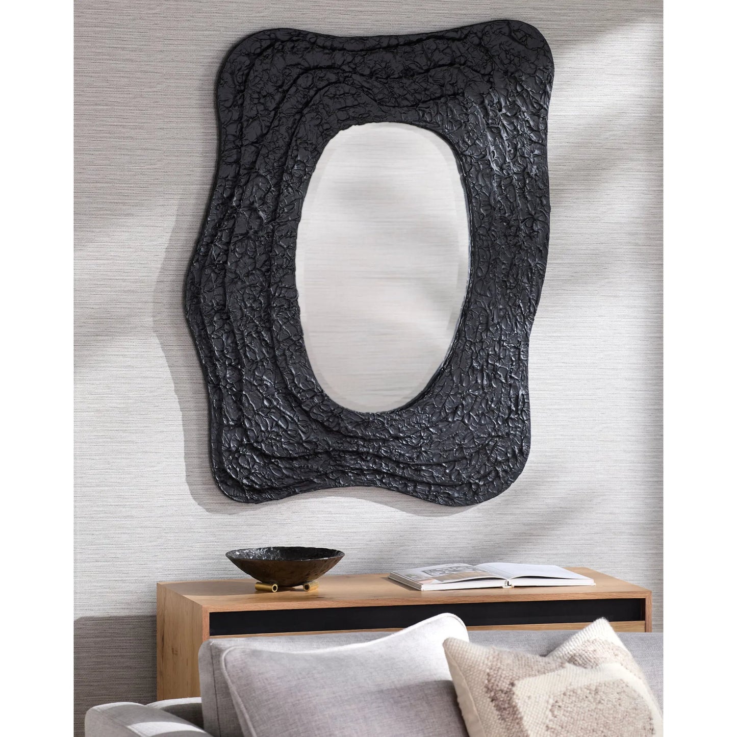 003 SI-2380058 | Lifestyle | Nero Accent Mirror by Surya in black. Made from mdf in a modern style.
