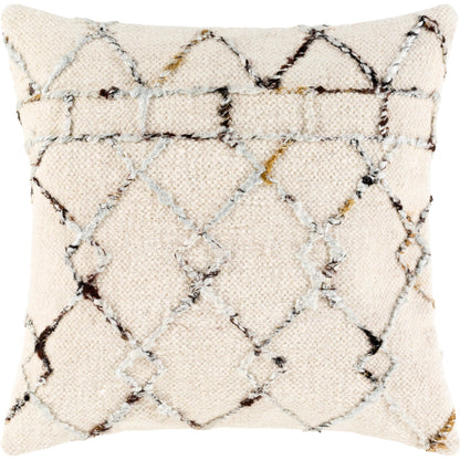 Nettie Pillow - 31395 by Surya in off-white, light beige, black. Made from 60% wool, 25% viscose, 15% cotton, 80% polyester, 20% cotton in a eclectic & global style.