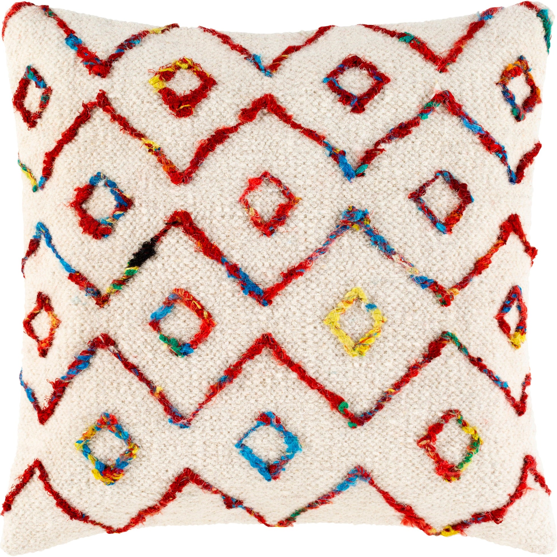 Nettie Pillow - 35753 by Surya in light beige, red. Made from 60% wool, 25% viscose, 15% cotton, 80% polyester, 20% cotton in a eclectic & global style.