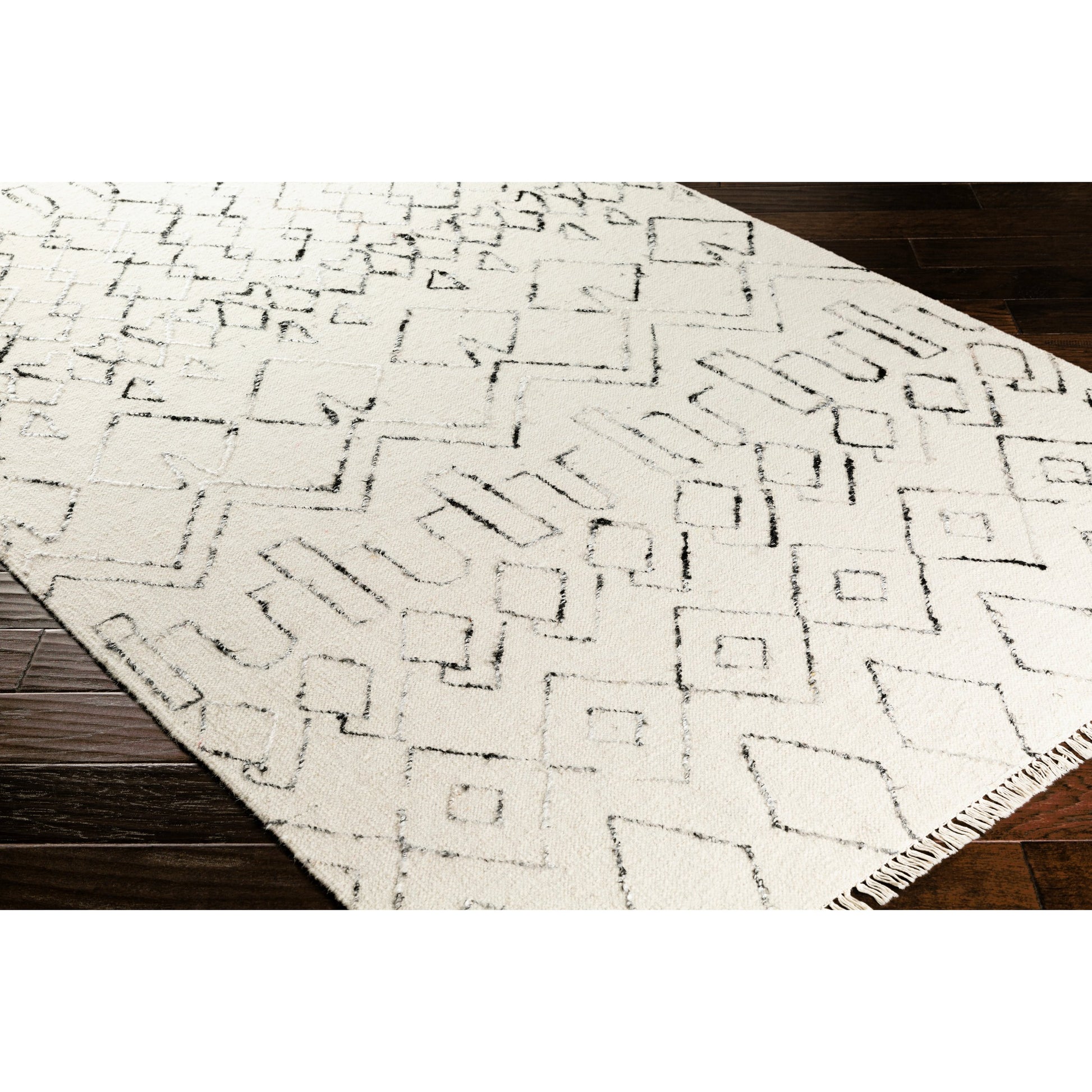 Nettie Rug - 16386 by Surya in cream, black. Made from 70% wool, 30% cotton in a unique style.