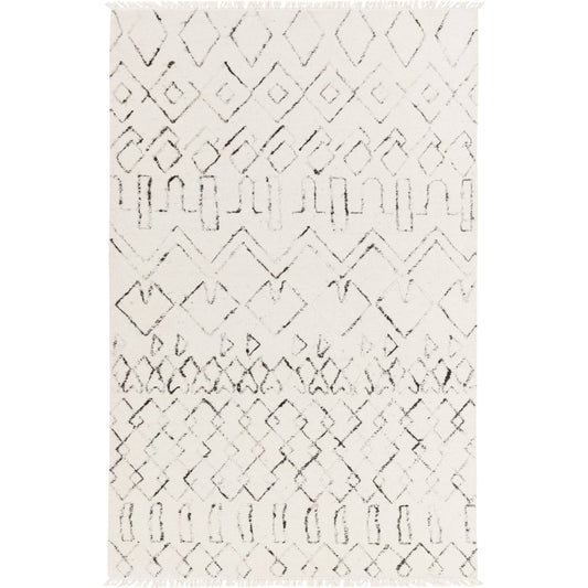 Nettie Rug - 16386 by Surya in cream, black. Made from 70% wool, 30% cotton in a unique style.