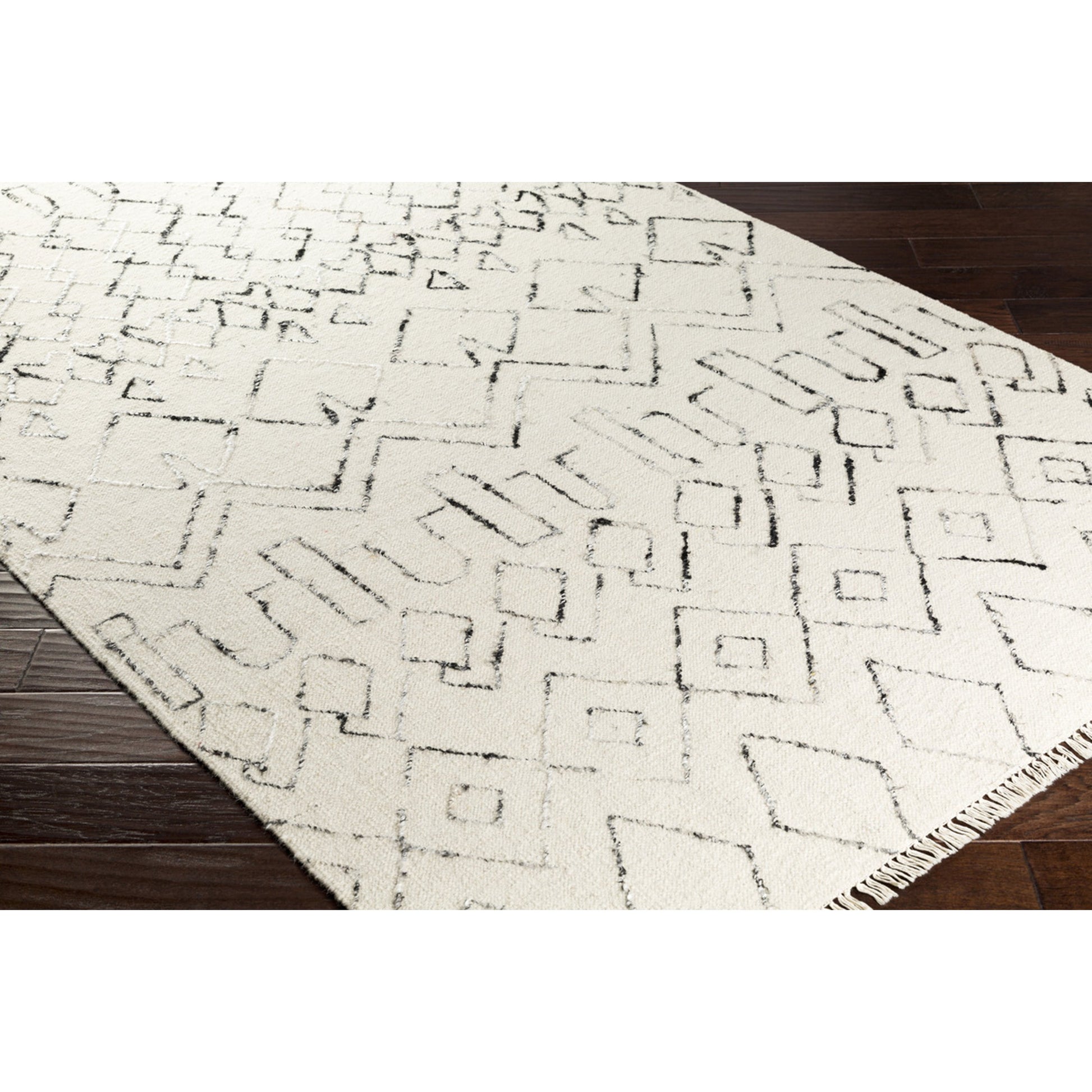 Nettie Rug - 16386 by Surya in cream, black. Made from 70% wool, 30% cotton in a unique style.