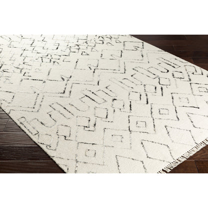 Nettie Rug - 16386 by Surya in cream, black. Made from 70% wool, 30% cotton in a unique style.