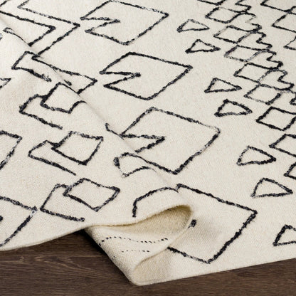 Nettie Rug - 16386 by Surya in cream, black. Made from 70% wool, 30% cotton in a unique style.