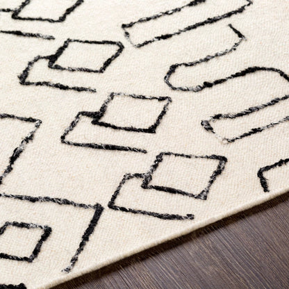 Nettie Rug - 16386 by Surya in cream, black. Made from 70% wool, 30% cotton in a unique style.