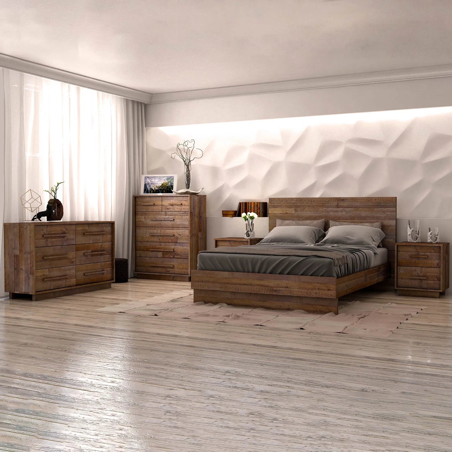010 SI-2004357 | Lifestyle | Nevada Bed by LH Imports in dark driftwood. Made from reclaimed pine, plywood in a modern style.