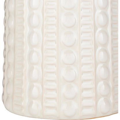 Newell - 16459 by Surya in white, metallic nickel and glazed. Made from linen, ceramic, metal in a cottage & farmhouse style.